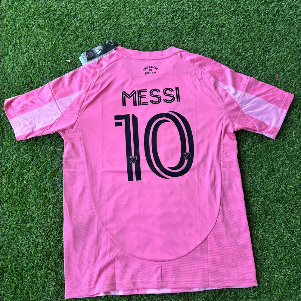INTER MIAMI Men’s Messi #10 Adidas Pink Striped Soccer Jersey
